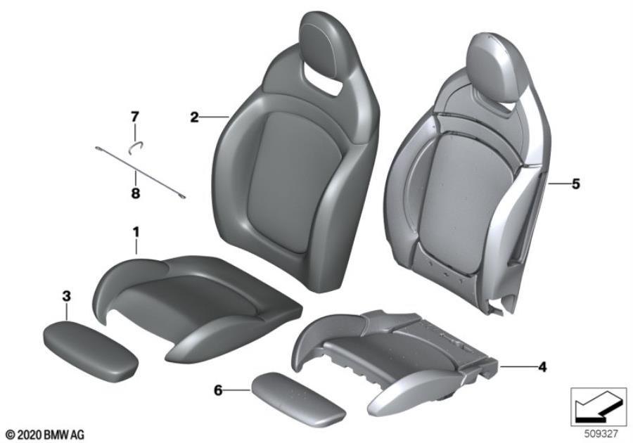 Diagram Front seat cushion and cover JCW for your MINI