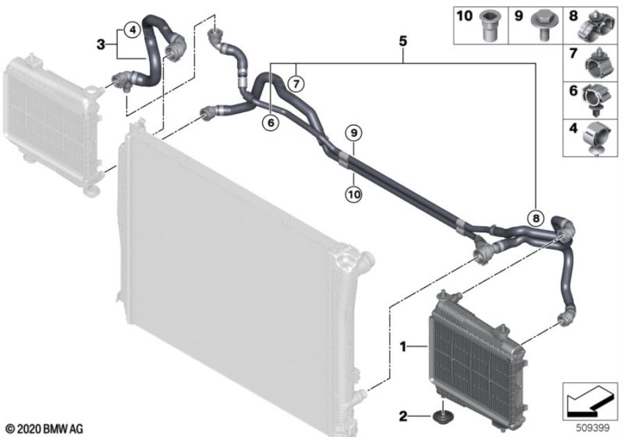 Diagram remote radiator for your 2022 BMW 530iX Sedan  