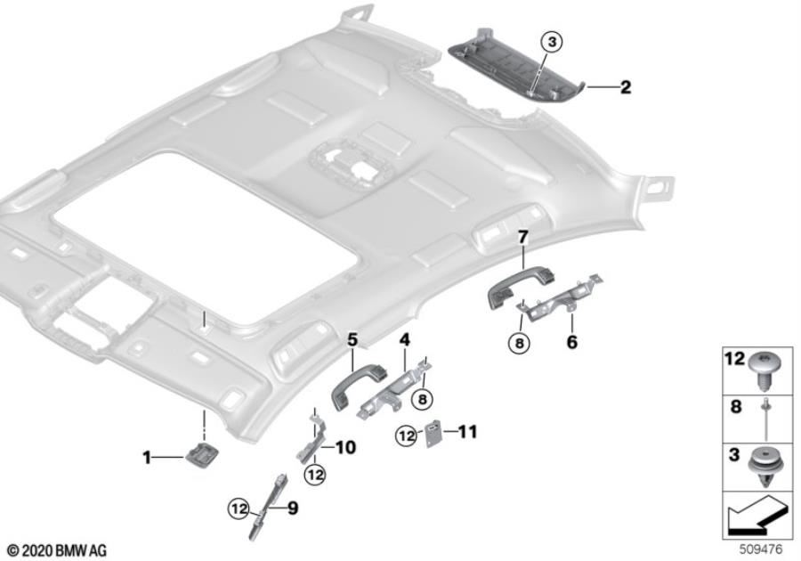 Diagram Mounting parts, roof antenna for your BMW 530e  