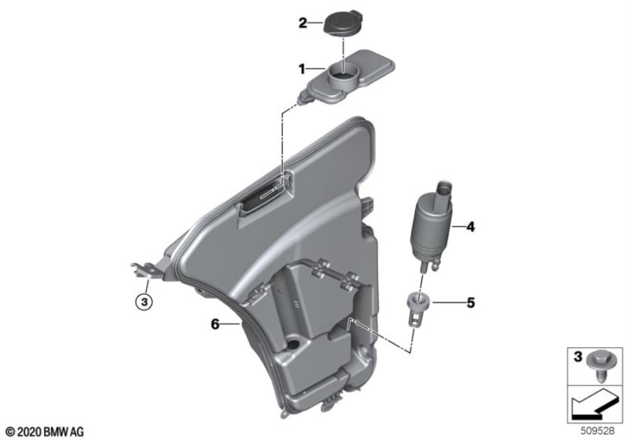 Diagram Windshield cleaning container for your 2010 BMW X6   