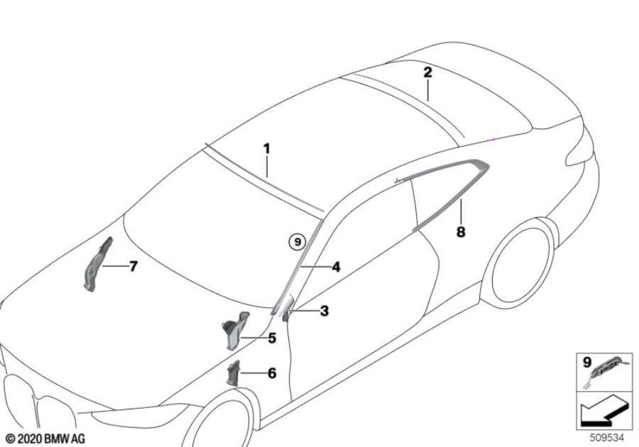 Diagram Window mounting parts for your BMW