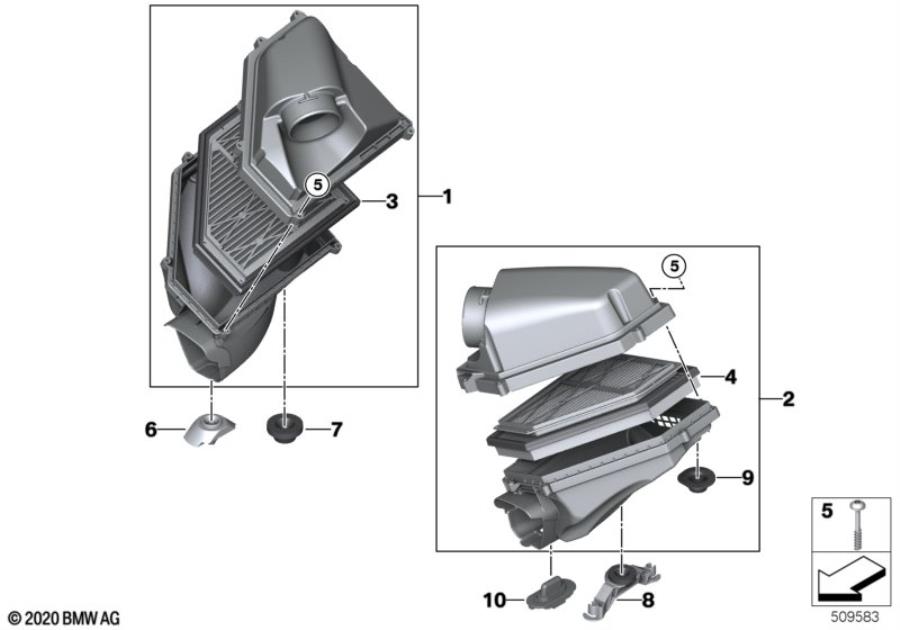 Diagram Intake silencer / Filter cartridge Intake silencer / Filter cartridge for your 1988 BMW M6   