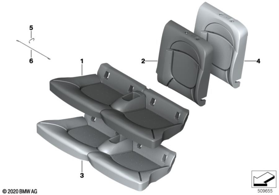 Diagram Seat, rear, upholstery and cover for your MINI