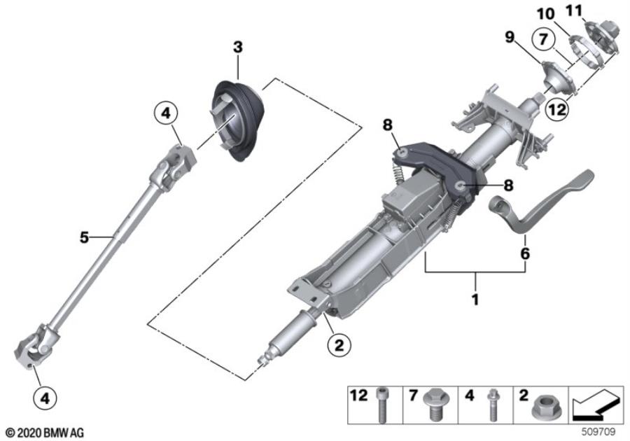 Diagram Steering column man.adjust./Mount. parts for your 2023 BMW X3  30eX 