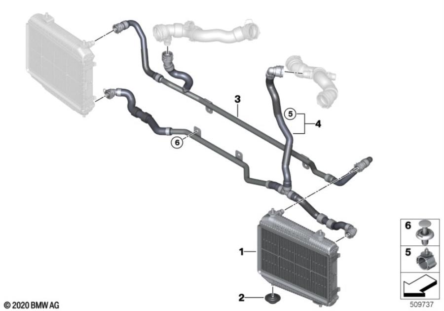 Diagram remote radiator for your 1988 BMW M6   