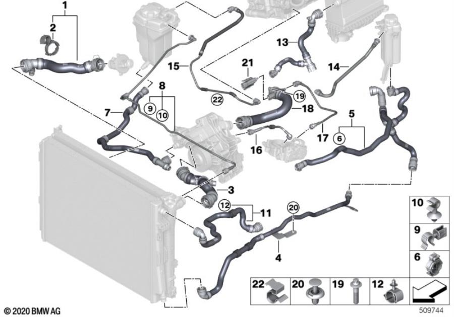 Diagram Cooling system coolant hoses for your 2010 BMW M6   