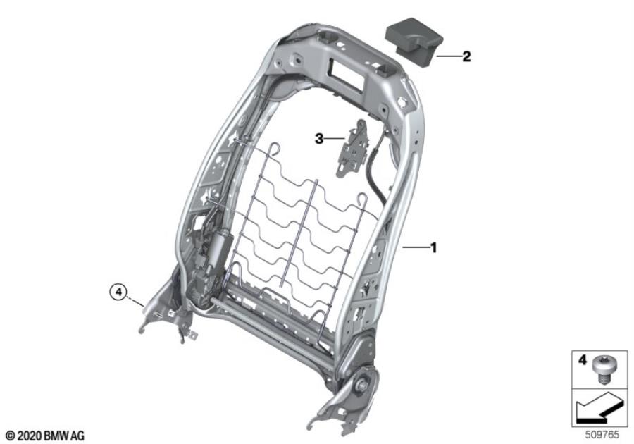 Diagram Seat, front, backrest frame for your 2012 BMW M6   