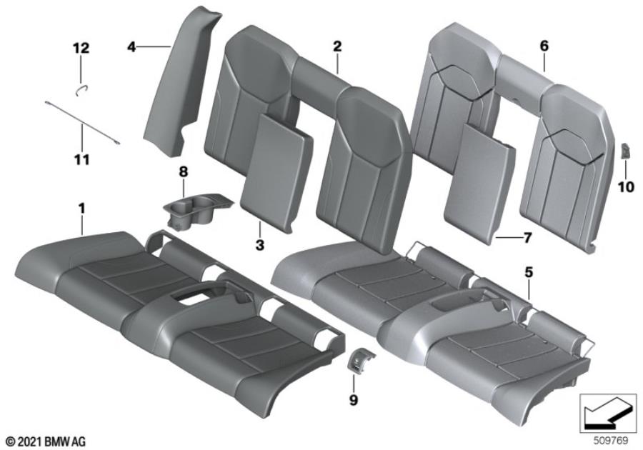 Diagram Seat rear, upholstery & cover base seat for your BMW