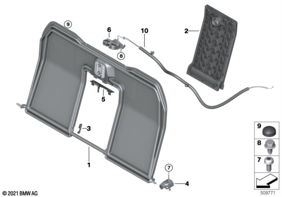 Diagram Seat, rear, seat frame, base seat for your BMW M6  