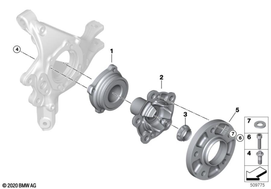 Diagram Side shaft/wheel bearings for your BMW