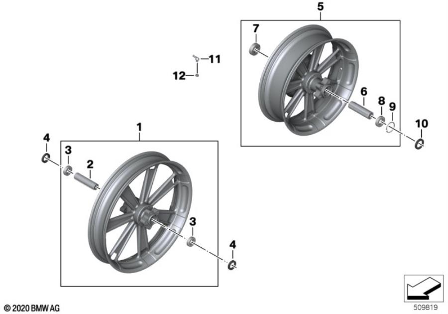 Diagram Forged wheels (19"front wh./16"rear wh.) for your BMW