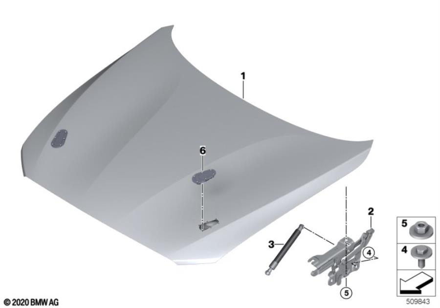 Diagram Hood / mounted parts for your BMW 650iX  