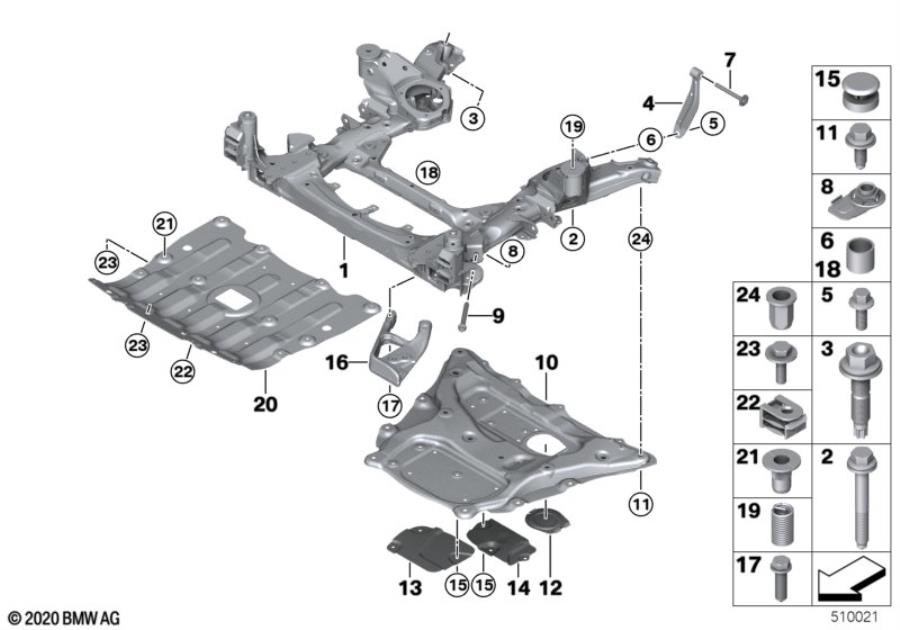 Diagram Front axle support for your BMW X2  