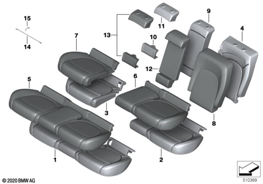 Diagram Seat, rear, upholstery and cover for your MINI