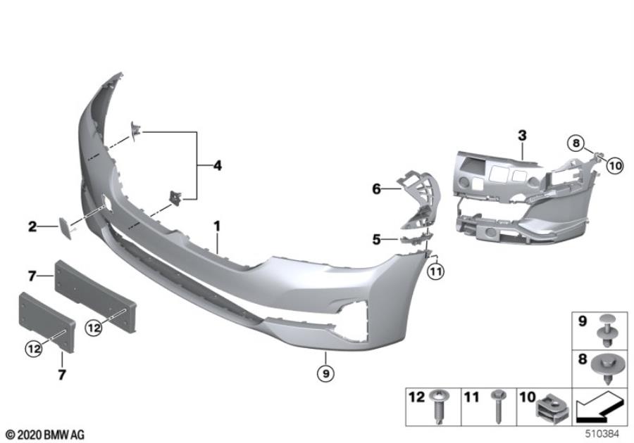 Diagram Trim cover, front for your BMW 530e  