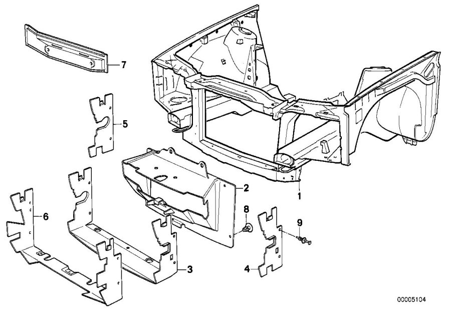 Diagram Front body parts for your BMW