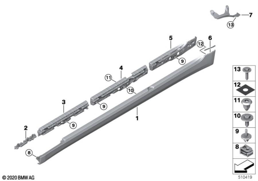 Diagram Cover door sill / wheel arch for your BMW 540i  