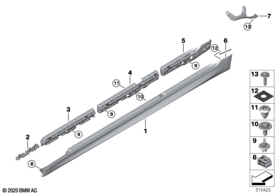 Diagram M cover for rocker panel / wheel arch for your 2022 BMW 530iX Sedan  