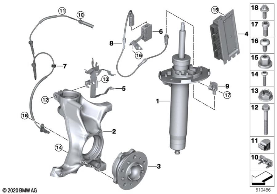 Diagram Strut for EDC frt/swivel&wheel bearings for your 2015 BMW M235i   