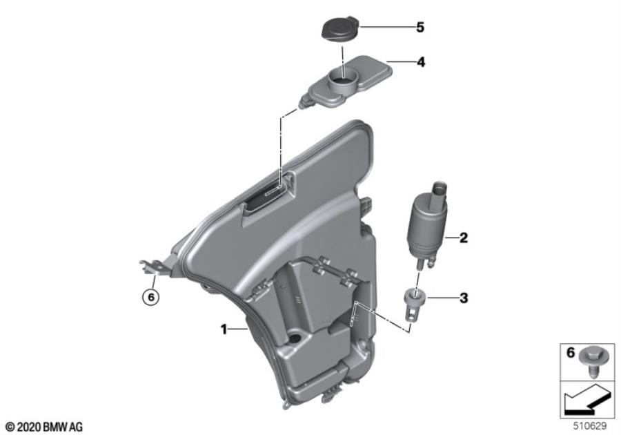 Diagram Windshield cleaning container for your 2010 BMW X6   