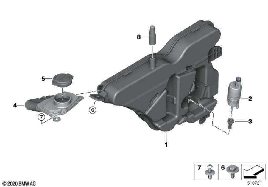 Diagram Sep.components f.washer fluid reservoir for your 2015 BMW M235i   