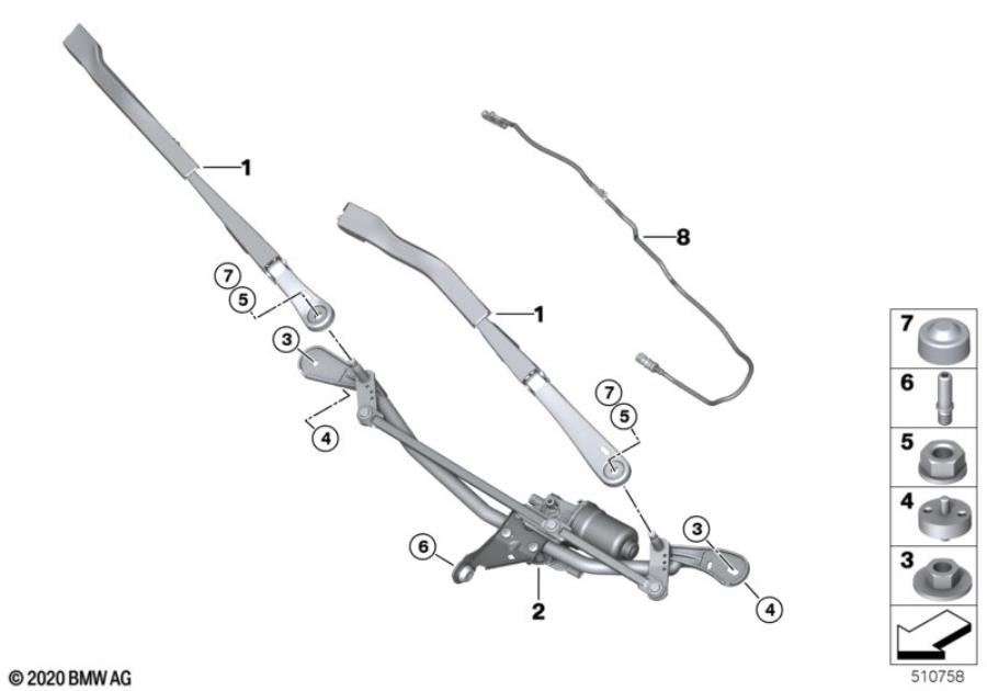 Diagram Single wiper parts for your BMW