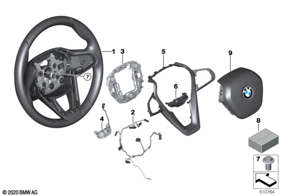 Diagram Airbag sports steering wheel multifunct. for your BMW