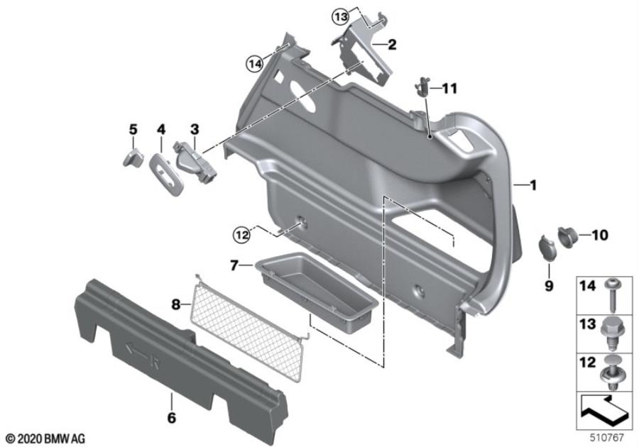 Diagram Right TRUNK TRIM for your 1995 BMW
