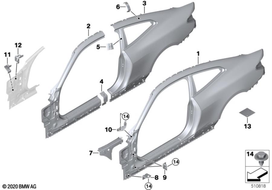 Diagram Body-side frame for your 2020 BMW M240iX   