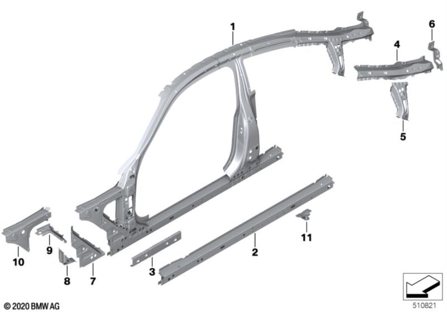 Diagram Side frame section, center for your 2018 BMW X2   