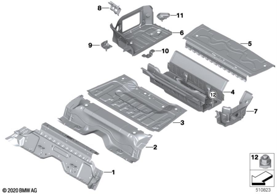 Diagram Mounting parts for trunk floor panel for your 2006 BMW M6   