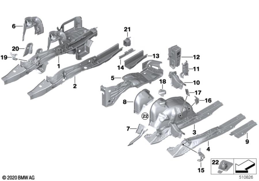 Diagram Rear wheelhouse/floor parts for your 2012 BMW M6   