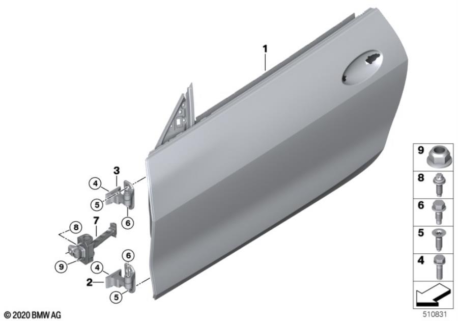 Diagram Front door-hinge/door brake for your 2018 BMW 330iX  Sedan 