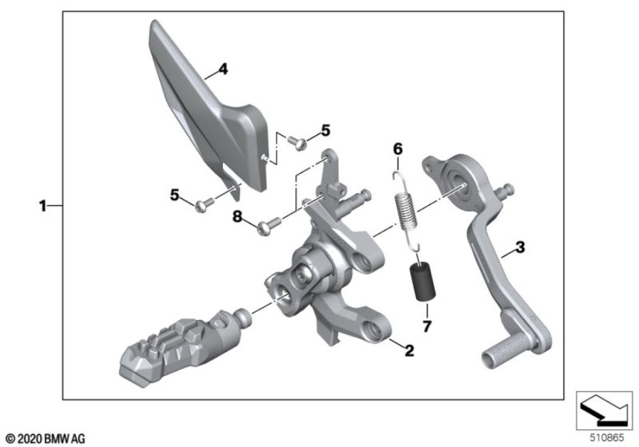 Diagram Footrest assembly, right for your BMW