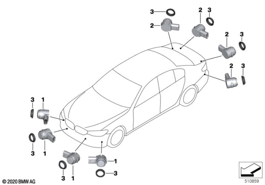 Diagram Park Distance Control (PDC) for your 2022 BMW 530e   