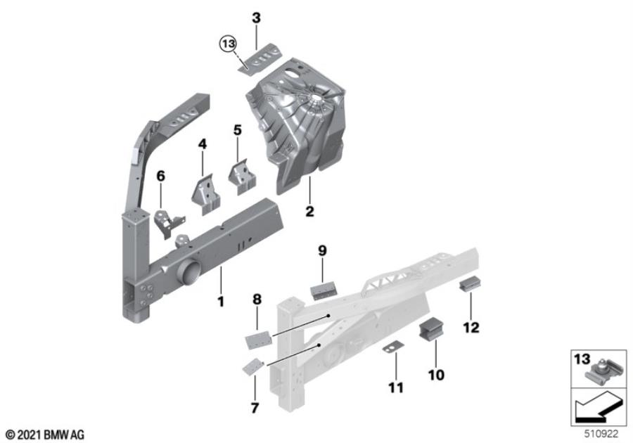 Diagram Wheelhouse/engine support for your 2009 BMW M6   