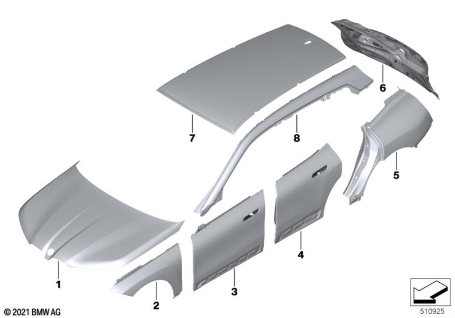 Diagram Outer panels for your BMW iX  