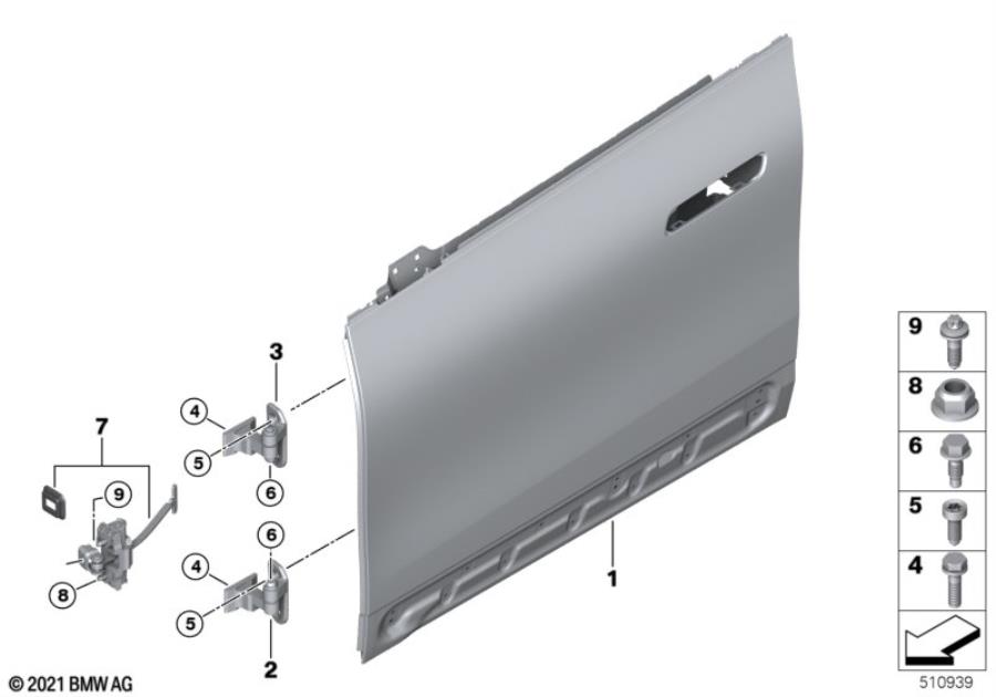 Diagram Front door-hinge/door brake for your BMW