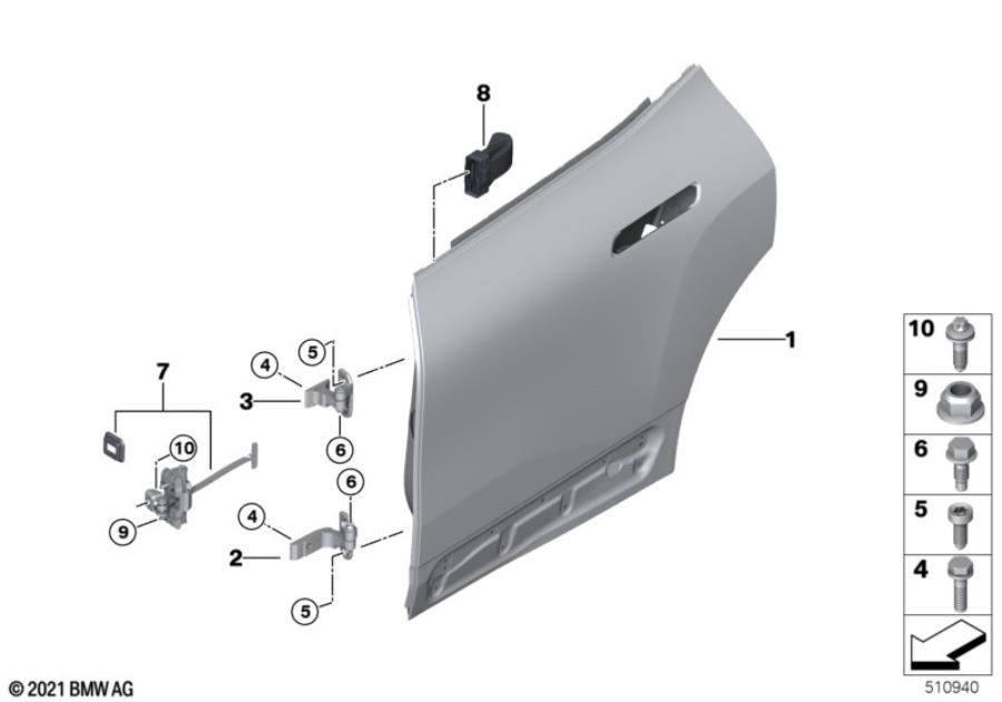 Diagram Rear door - hinge/door brake for your 2009 BMW M6   