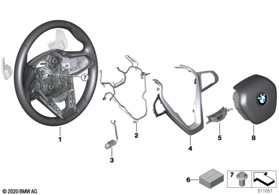 Diagram Sports st. wheel airbag multif./paddles for your BMW 330i  