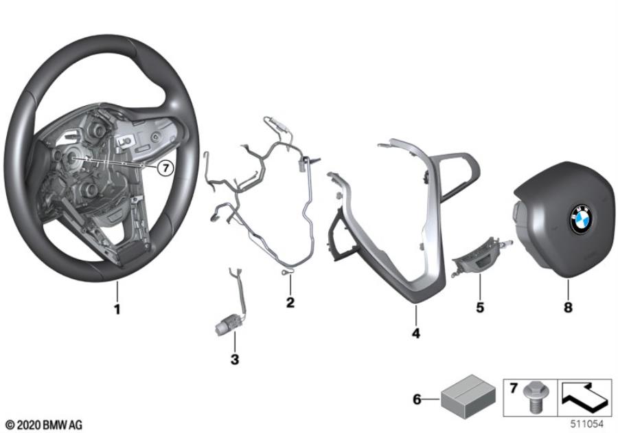 Diagram Airbag sports steering wheel multifunct. for your 2023 BMW X3  30eX 