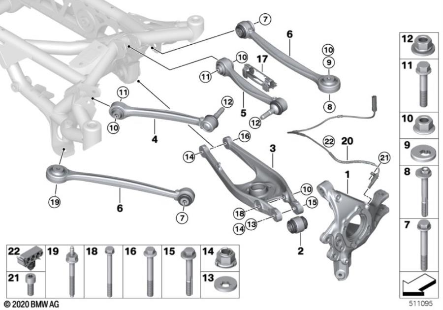 Diagram Rear axle support/wheel suspension for your BMW M2  