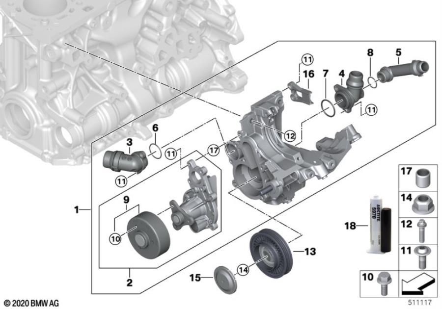 Diagram Cooling system-coolant pump for your BMW