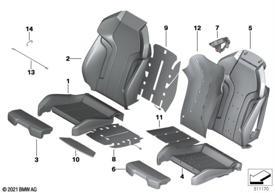 Diagram Front seat, uph.and cover, M sports seat for your 2014 BMW M6   