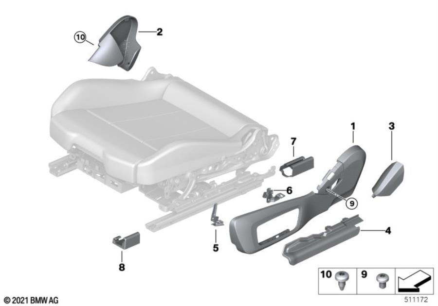 Diagram Seat, front, seat trim covers, electric for your 2007 BMW M6   