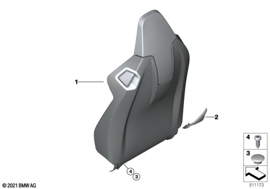 Diagram Front seat, backrest trim, rear panel for your 2022 BMW M3 Competition Sedan  