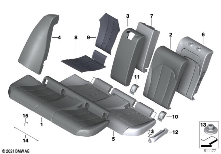 Diagram Seat rear, upholstery & cover base seat for your BMW