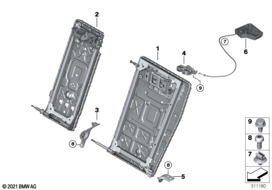 Diagram Seat, rear, seat frame, base seat for your BMW