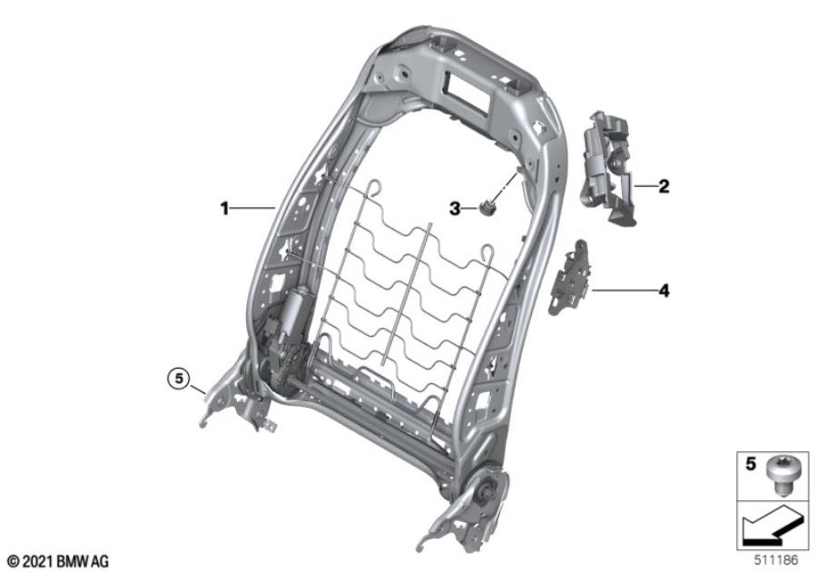 Diagram Seat, front, backrest frame for your 2012 BMW M6   