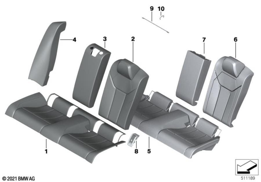 Diagram Seat rear, upholstery & cover base seat for your 2012 BMW M6   